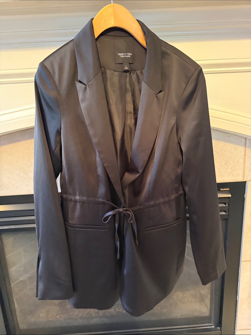 Simply Vera Vera Wang Black Satin Tie-Front Blazer